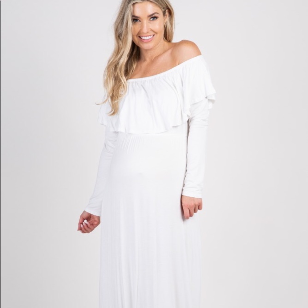 Pinkblush Off-Shoulder White Maxi Dress